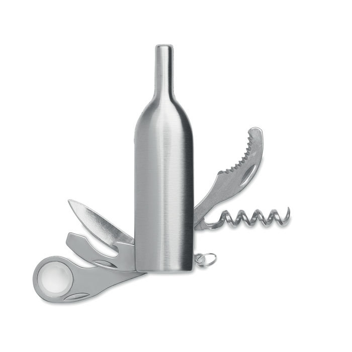 Couteau de poche promotionnel multi-outils Multivino Argent mat